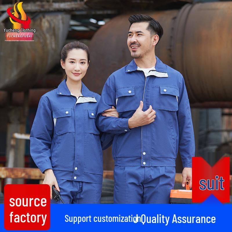 Men's Long Sleeve Workwear Set - Durable Spring/Autumn Top for Auto Repair, Welding, Construction, and Labor Protection.