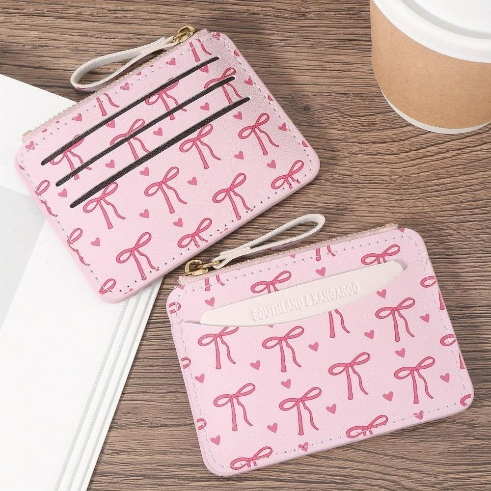 New PVC Credit Card Holder Slim Small Card Case Cute Bow Lightweight Coin Purse for Women Girls