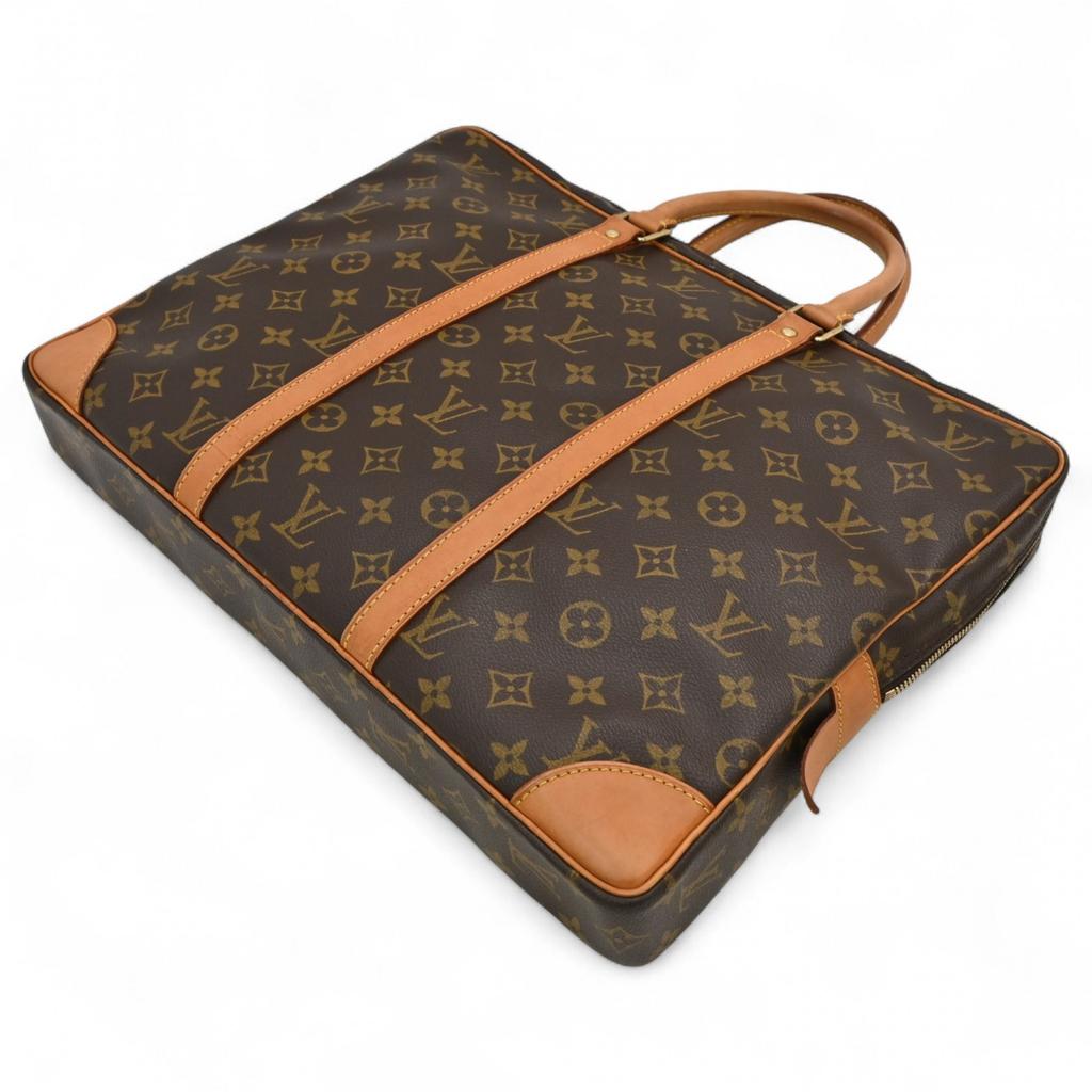 Auth LOUIS VUITTON Monogram Porte Documents Voyage Briefcase Brown Canvas lv6636nb