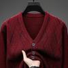 Men Plaid Knit Button Cardigan Casual Sweater Outerwear For Middle Aged Men
