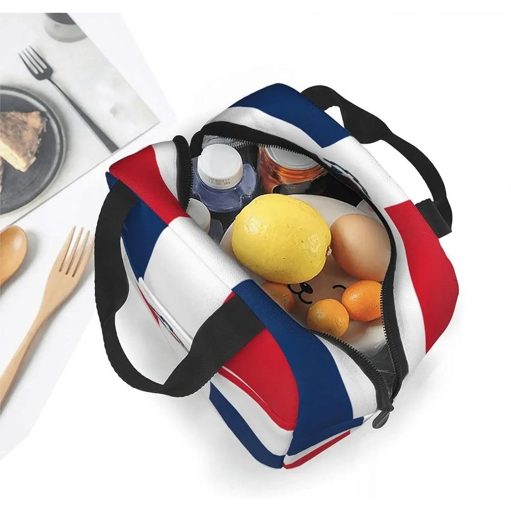 Dominican Republic Flag Lunch Bags for Women Men Portable Reusable Insulated Lunch Bag with Front Pocket Cooler Bag for Work