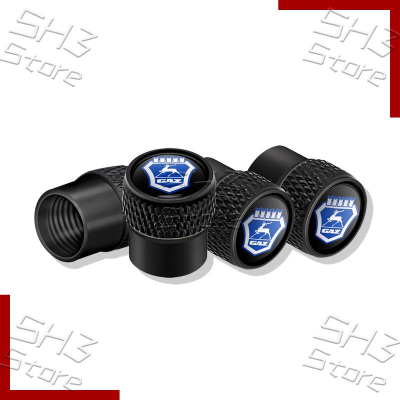 AUQ1 4Pcs/Set Car Wheel Tire Valve Caps Tyre Air Stem Covers Dustproof Waterproof Decoration For GAZ Gazelle Badge Auto Accessories