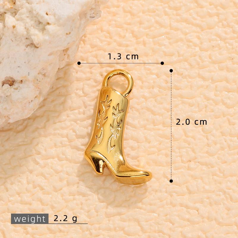 Western Cowboy Boot Stainless Steel Enamel Pendant - DIY Necklace & Bracelet Charm Jewelry.