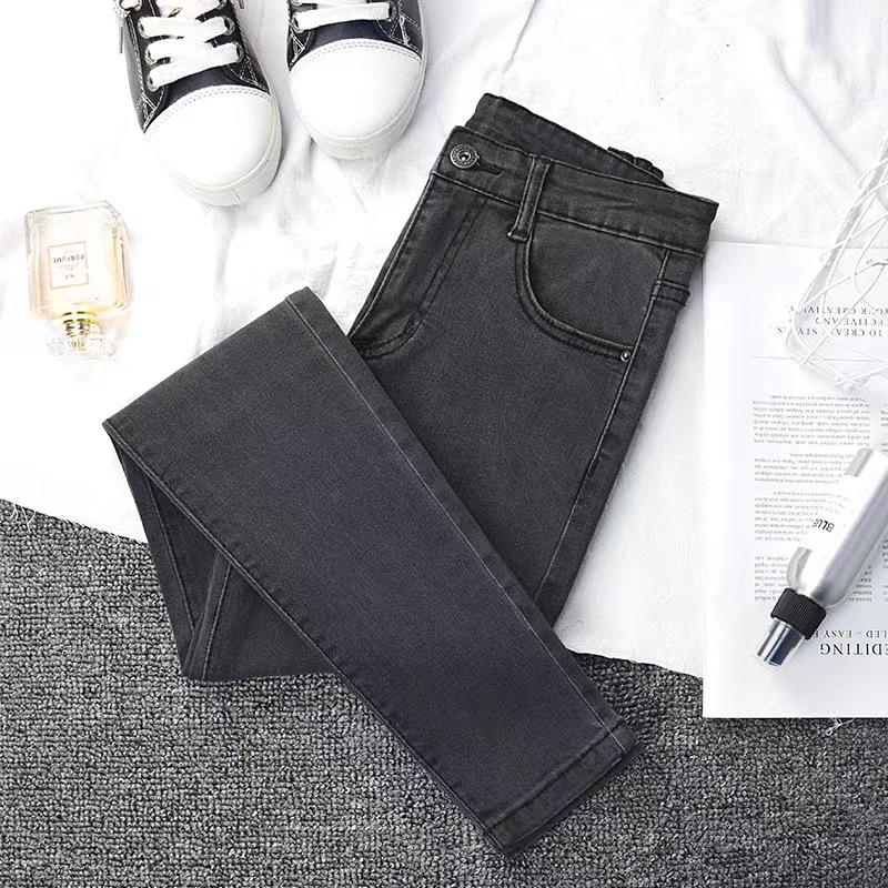 

Женские джинсы с высокой посадкой, облегающего кроя, плюшевые, серые, для осени и зимы 25 for 60-80 lbs