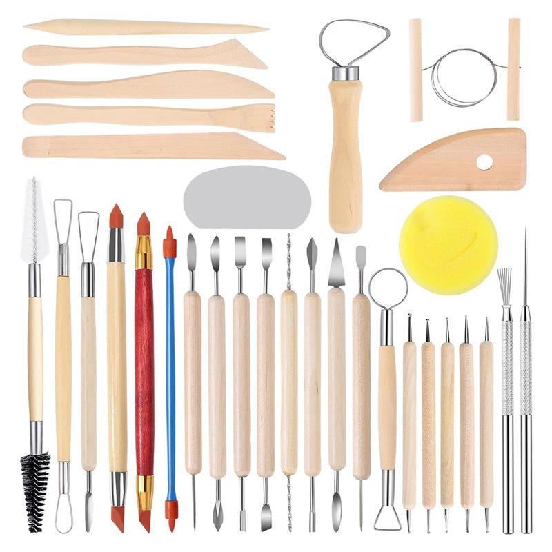 AB34-Wire Sculpting Tools 32PCS Clay Tools Pottery Modeling Ceramics Polymer Tools Set For Air Dry Clay Carving Molding