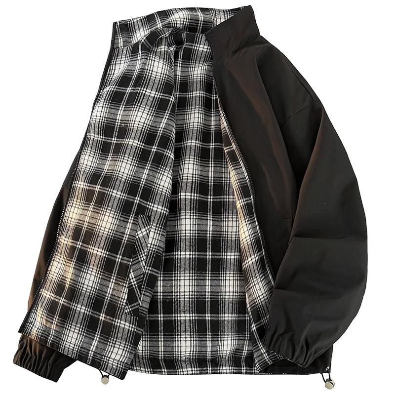 Double-sided Jacket Men's New Plaid Spring and Autumn New Coat