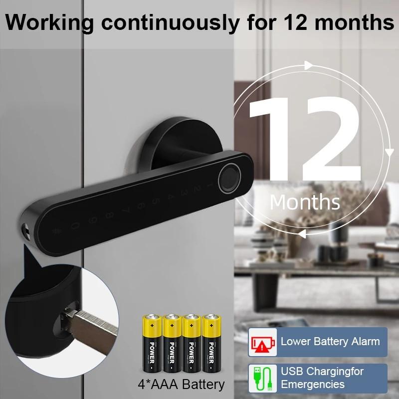 6 In 1 Tuya Smart Door Lock Remote Unlock Fingerprint Handle Lock HDB Password Door Lock Smart Door Knob Lock Apartment