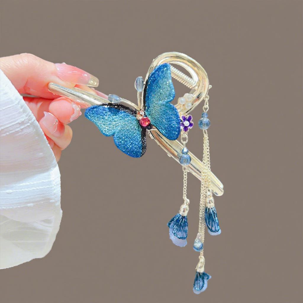 Elegant Tassel Butterfly Hair Claw Clip Fashion Metal Pearl Hair Clip Girls Hair Accessories Clip