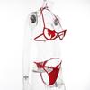 Red Cutout Sexy Women's Lingerie Set - Three-Piece European & American Style