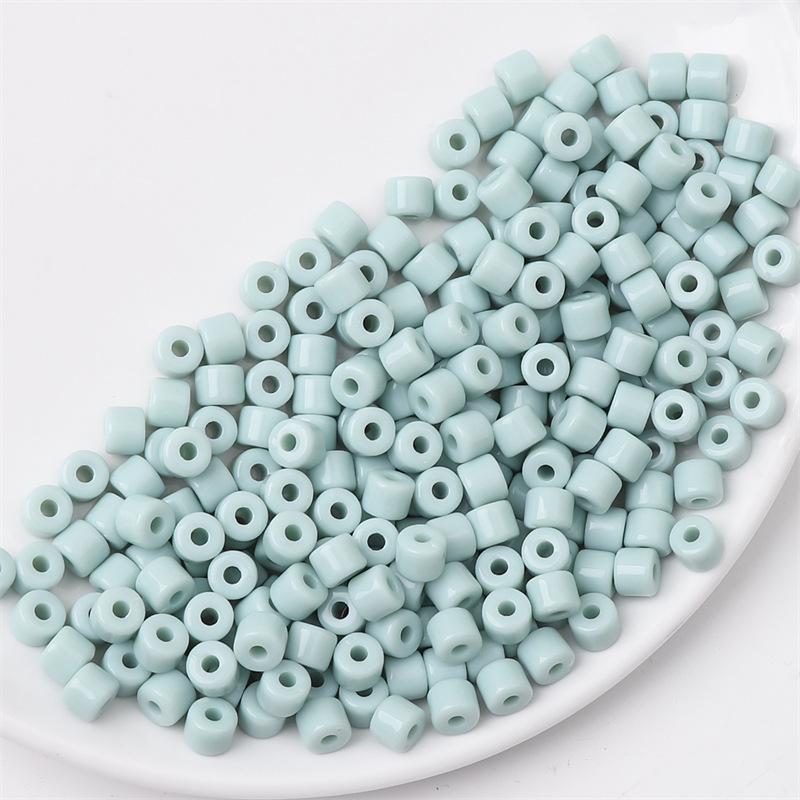 Acrylic Cream Solid Color Small Cylinder Beads for DIY Hairpin, Bracelet, Necklace Jewelry Accessories