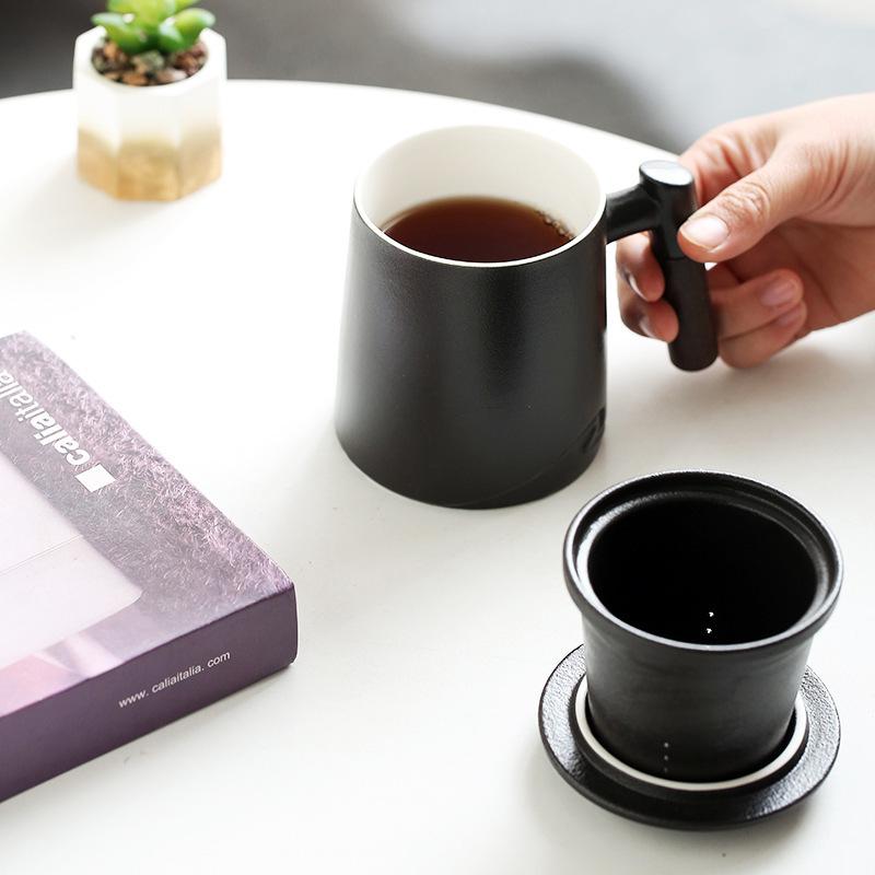 Ceramic Mug, Tea Separation, Tea Cup With Lid Filter, Office Home Large-Capacity Cup Gift