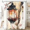 Elegant Japanese-Style Cherry Blossom Lantern Art Bath Curtain Waterproof And Anti-Mildew Perfect For Home Decoration Easy-Clean