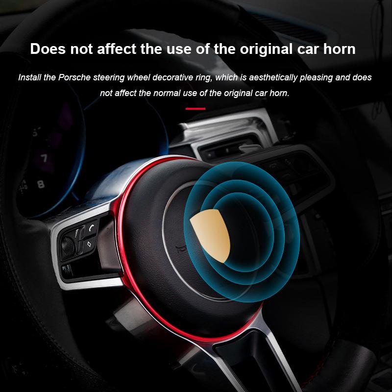 For Porsche Cayenne Panamera Macan 911 Aluminum Alloy Car Steering Wheel Ring Decoration Trim Ring