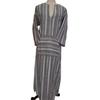 Damen Sommer Boho Gestreiftes Baumwoll-Leinenkleid Lässig Kurzarm Strand Maxikleid mit Vordertasche