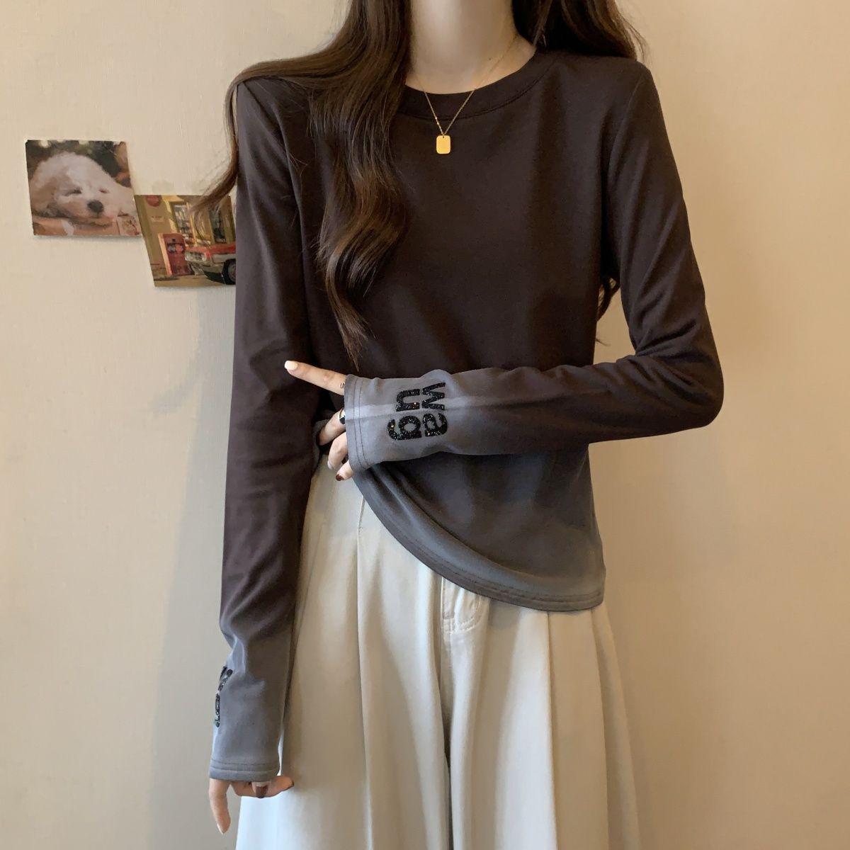 

Женский топ большого размера с блестками, термофлисовый, градиентный, с длинным рукавом - Осенне-зимний, стройнящий, базовый слой L