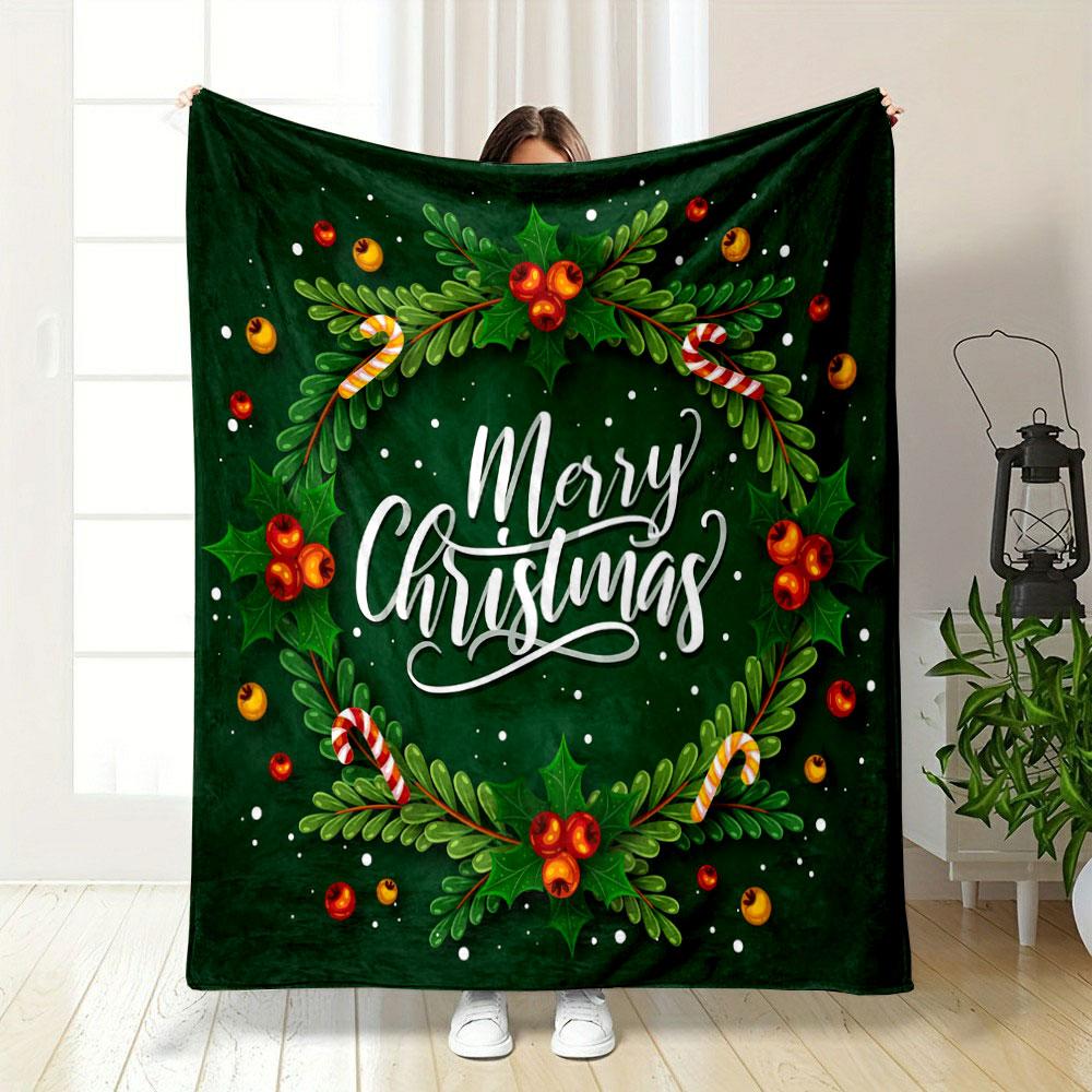 Christmas Wreath Blanket bedroom Blanket for Livingroom Couch lunch break Soft throw for Friend's festival Gift