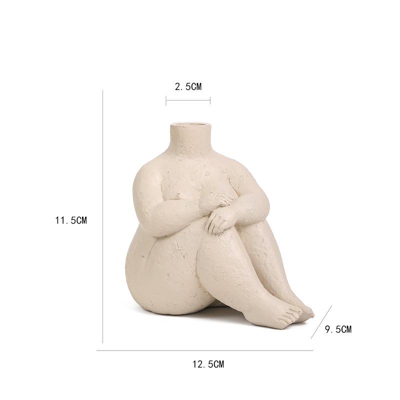 Creative Female Body Ceramic Vase Abstract Art Figure Sculpture Ornament Art Irregular Girl Ceramic Flower Vase Home Decoration