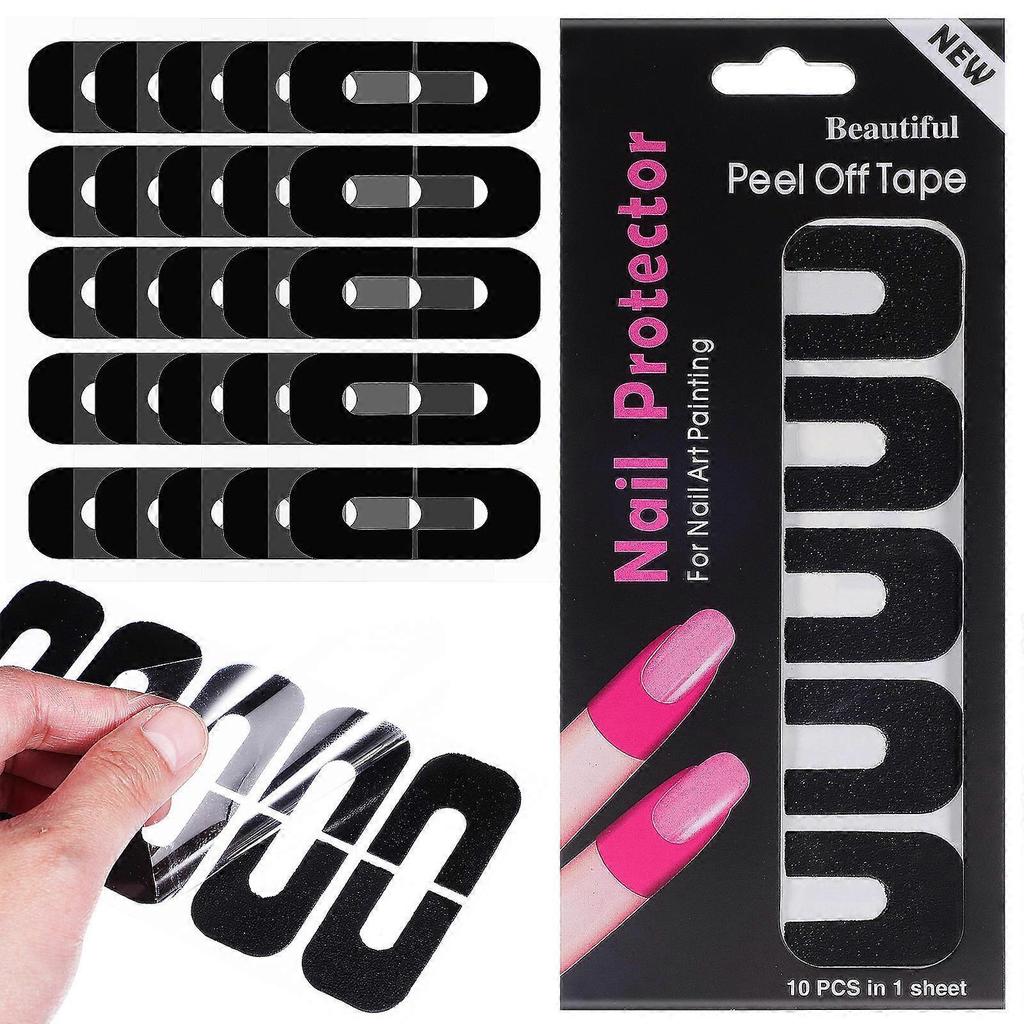 Nail Polish Protector for Fingers Providing Protection 100 Sheets Black Silicone