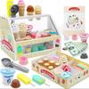 Kids Ice Cream Counter Playset Montessori Pretend Play Food Toys with Coin Role Play Kitchen Accessories for Girls & Boys