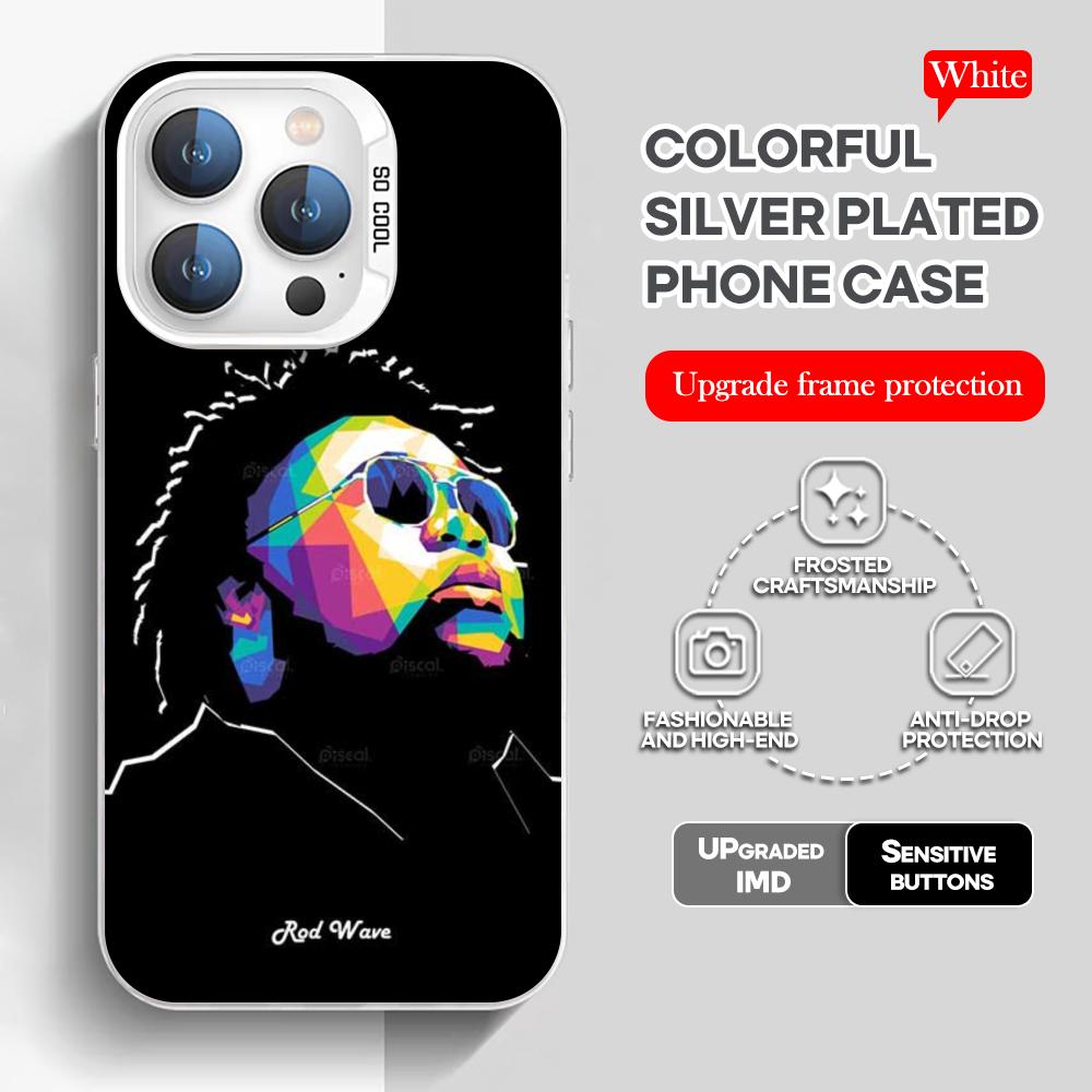 Rod Wave Rapper Phone Case White IMD Colorful Silver Suitable soft case for iPhone 16 15 14 13 12 11 XS Pro Max