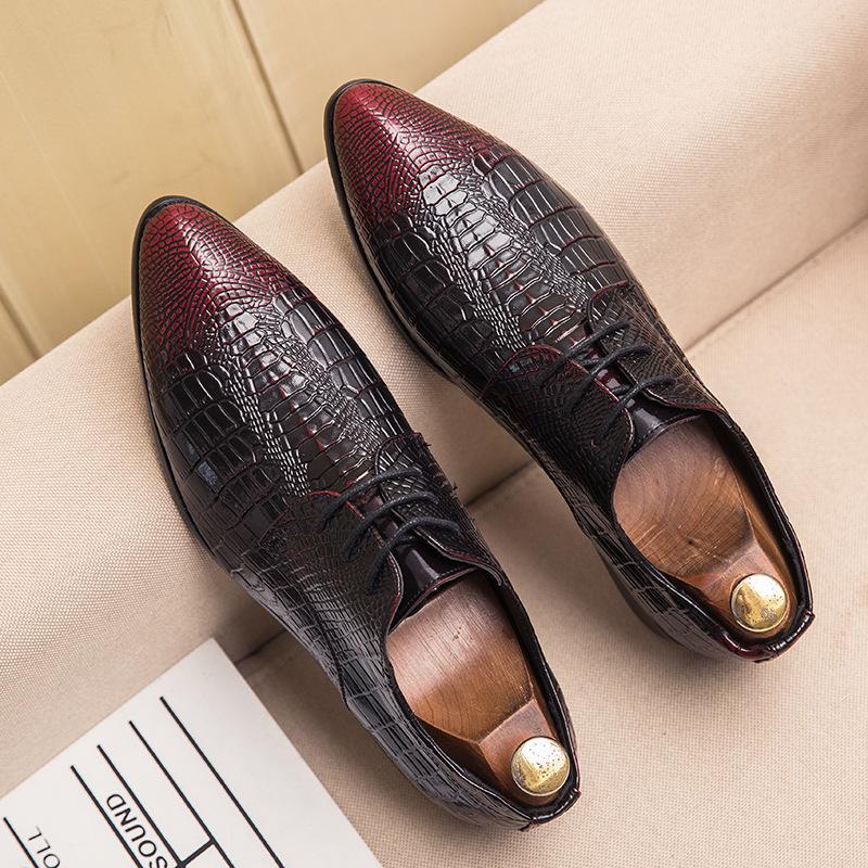 Men's Shoes Four Seasons Pointed Leather Shoes Men's Teenagers Single Shoes Pointed Hair Stylist Trend Business Small Leather Shoes