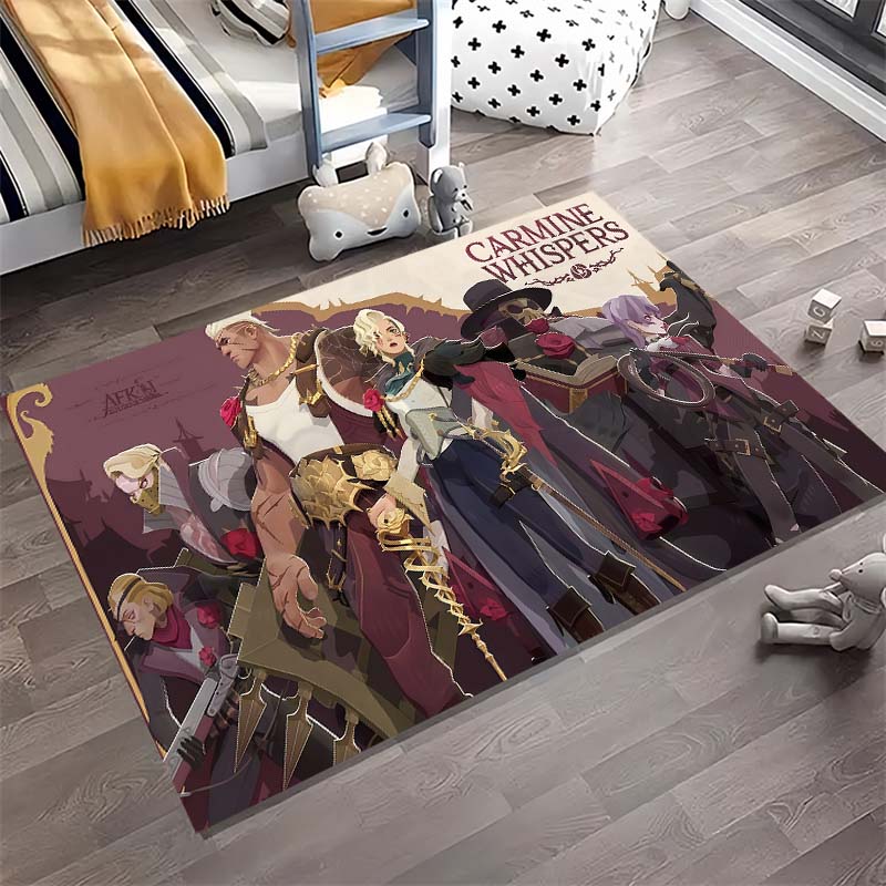 Anime Demon Girl Print Area Rug, Fantasy Game Character Non-Slip Floor Carpet for Bedroom