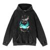 Cotone Pesante Lavato Retrò, Maglione Retrò Streetwear Anime con Cappuccio 440G