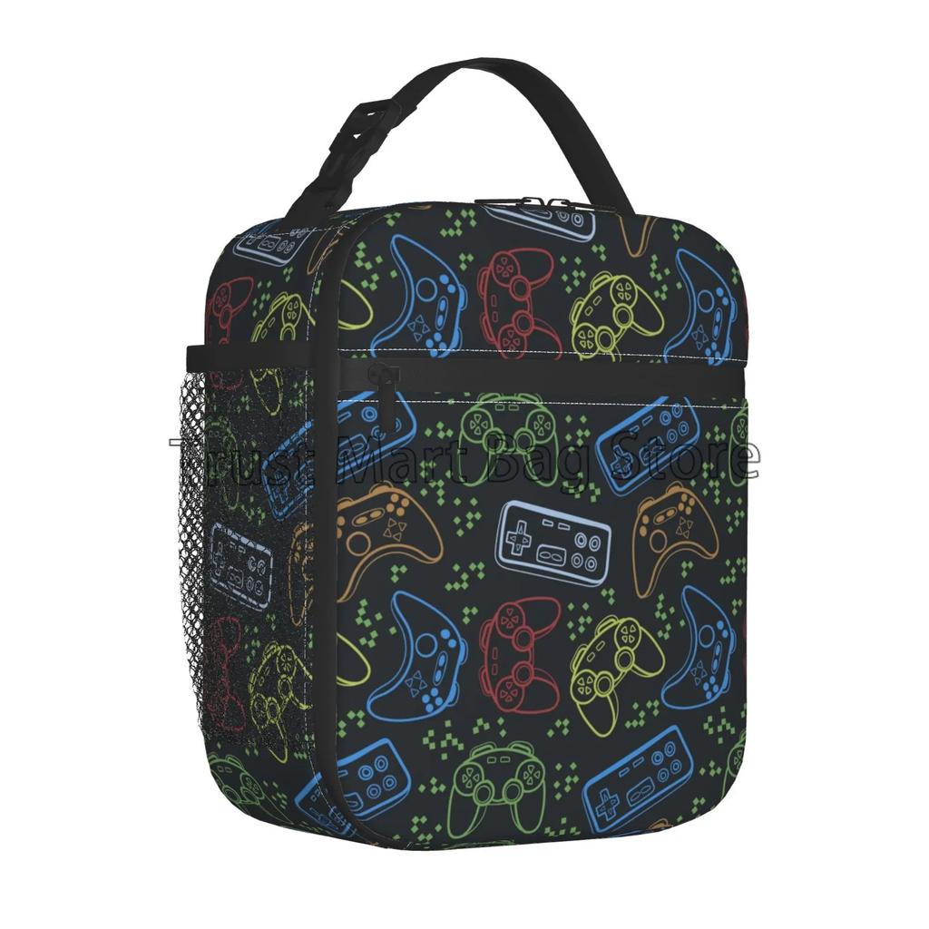 Video Game Controller Insulated Lunch Box Gamepad Waterproof Portable Thermal Bento Lunch Bag for School Travel Picnic Beach