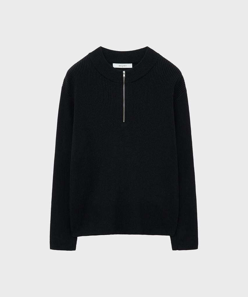 NOIRER Ribbed Zip-Up Knit (Black)