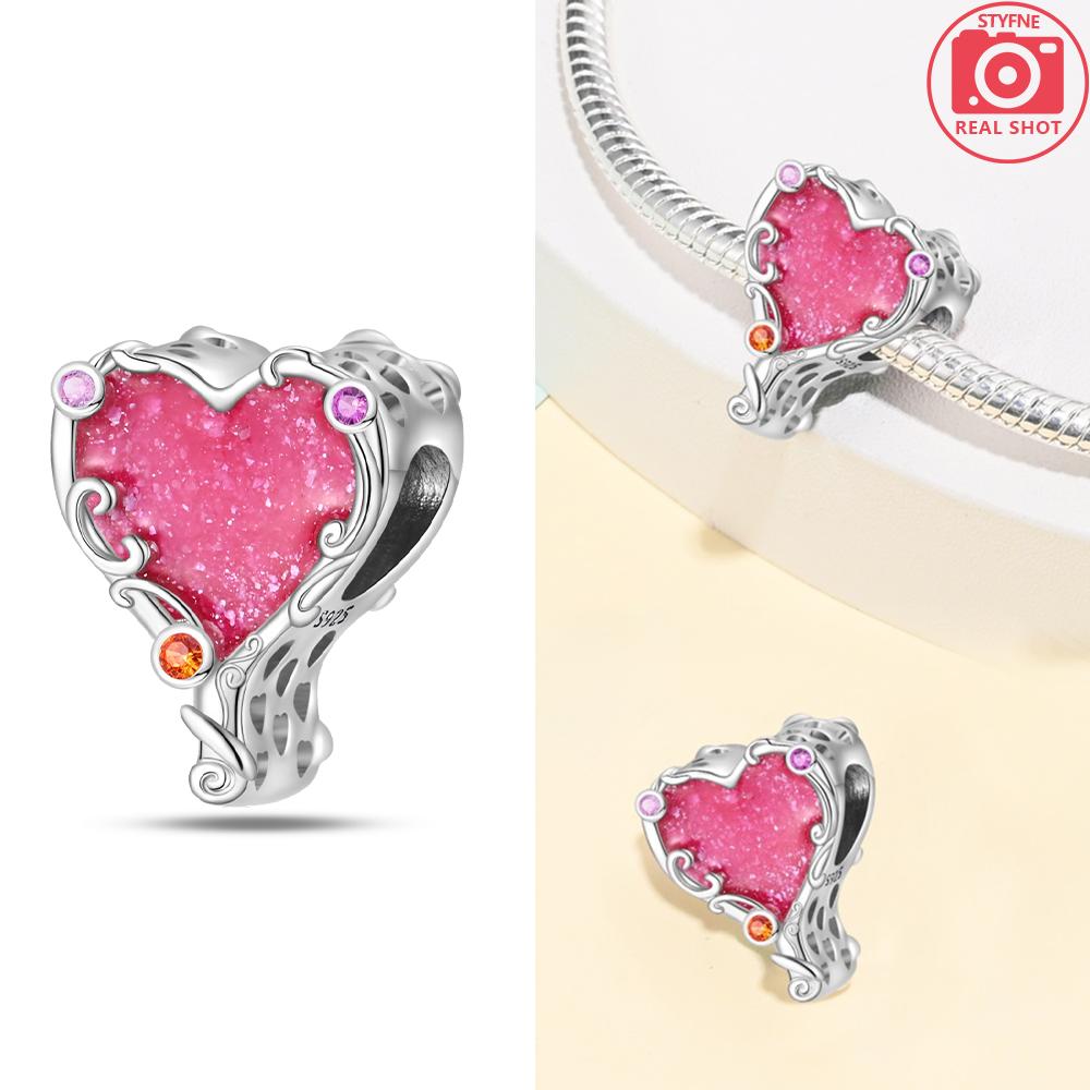 Original Charms Cute Pink Girl'S Heart Pentacle Bag Alarm Clock Beads Fit Copper Bracelet Women Diy Beautiful Gift Accessory