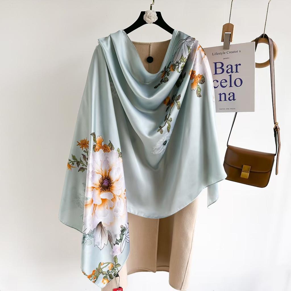 90x180cm Satin Silk-Like Scarf Oversized Women’s Summer Shawl Elegant Sun Protection Wrap & Luxury Gift