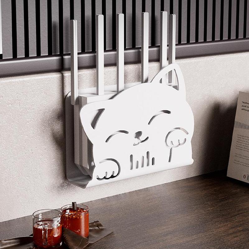 Wandhängendes kabelloses WLAN-Router-Regal Aufbewahrungsbox Katzenform Kunststoff-Organizer-Box Kabel-Netzteil-Halterungs-Organizer-Box Heimdekoration