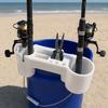 Fishing Rod Holder, Rack with Multiple Rod Slots And Tool Storage, Durable Outdoor Bucket Bracket, for Beach And Boat Fishing Organizer