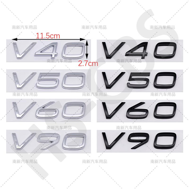 Gloosy V40 V50 V60 V90 Emblem Trunk Label Car Stickers For Volvo Accessories Rear Trunk Logo Displacement Decal Car Styling