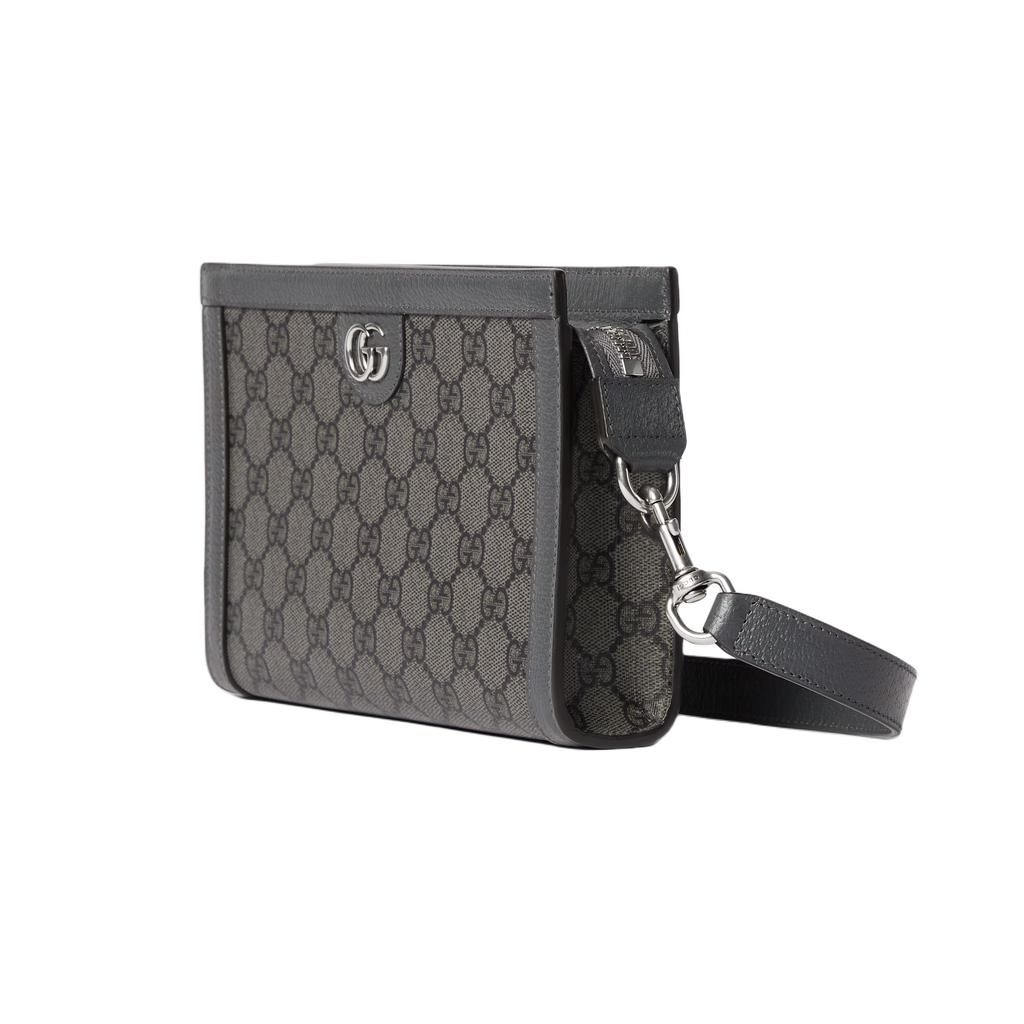 Gucci Ophidia Double G Logo Zipper Closure Supreme Canvas And Leather Trim Mini Shoulder Bag Men Bags Gray 795467-UULBN-1244