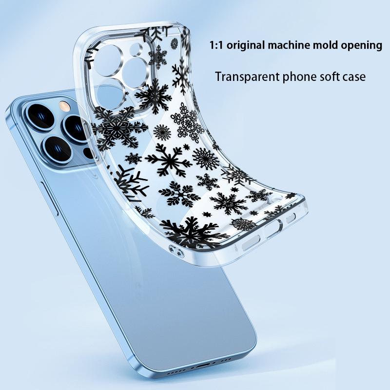 Popular Personalized Snowflake Mobile Phone Case Apple 17promax Transparent Case iPhone14 Wholesale Customization