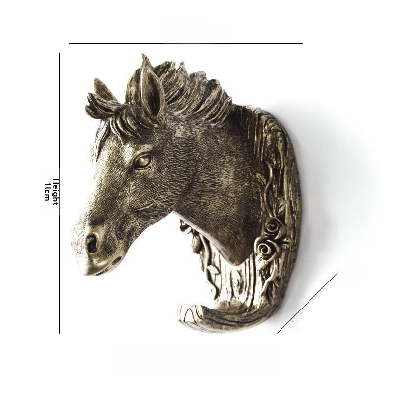 

Animal Head Wall Hook Resin Decorative Hanger For Home Bedroom Office Decor Antique Gold Horse