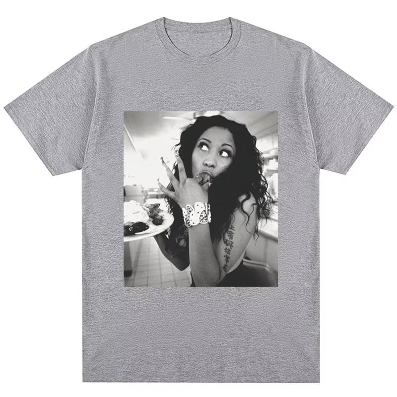 Rapper Nicki Minaj Print Vintage TShirt Men Women Hip Hop Fashion Casual T Shirts Summer Cotton Casual Tees Streetwear