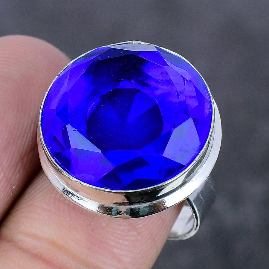 Natural London Blue Topaz Gemstone 925 Sterling Silver Jewelry Ring Size 9 A9B55