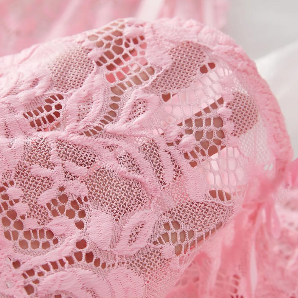 Sexy Lingerie Set Women Erotic Bra Nightdress Sexy Lace Sleepwear Solid Slim Soft Dresses V Neck Full Slip Sleepwear & Dresses