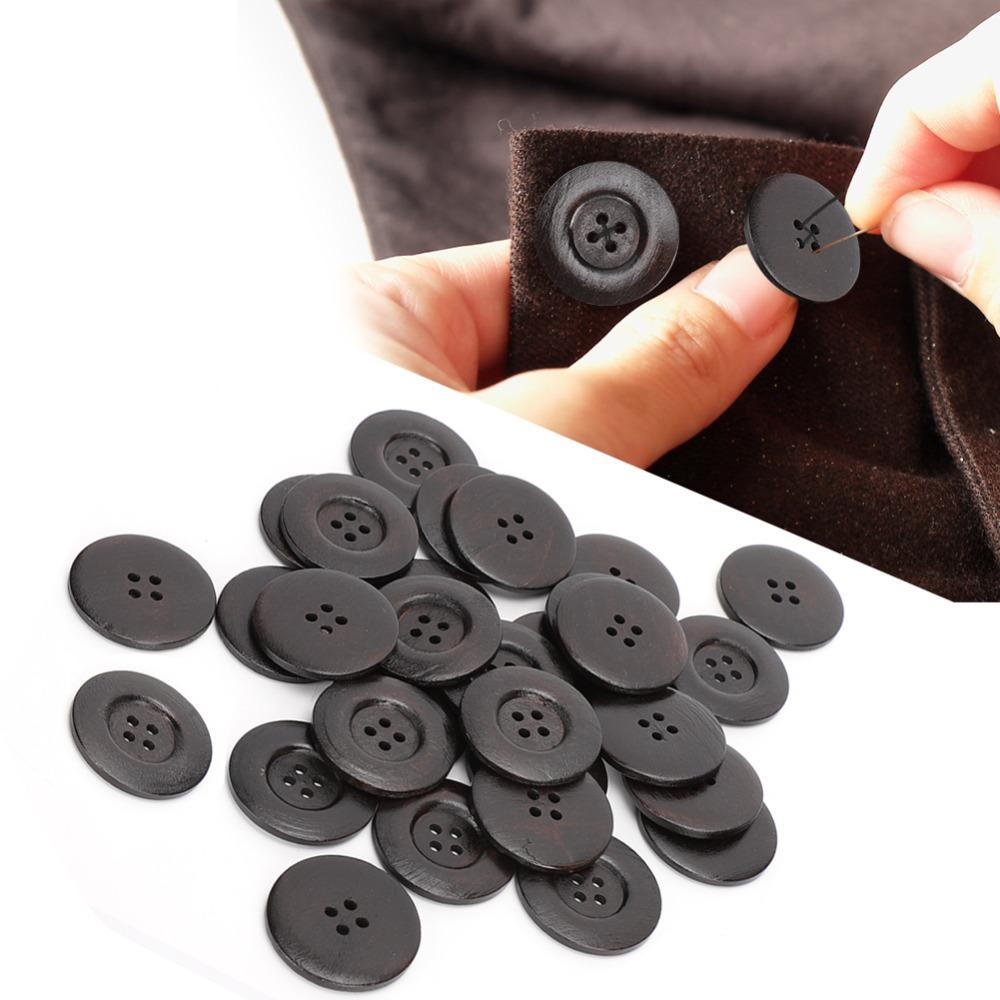 30pcs 40mm Craft Sewing Buttons 4 Holes Round Wood Buttons Vintage Style Coat Buttons  DIY Crafts