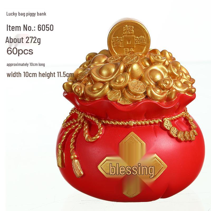 Fortune Piggy Bank: God of Wealth Pen Holder & Flower Arrangement - Lucky Bag Decor, Office Storage, New Year Gift
