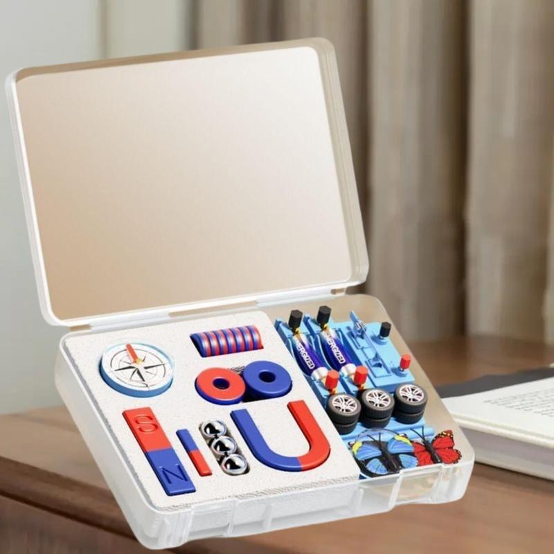 1 Set Esperimento Educativo Con Magneti a Barra, Anello, Ferro di Cavallo, Forma a U e Bussola Kit Magnetico STEM Fisica Scienza Per Bambini