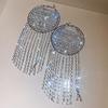 European and American Silver Needle Diamond-encrusted Round Fringed Stud Earrings French Light Luxury Earrings Niche Design Earrings