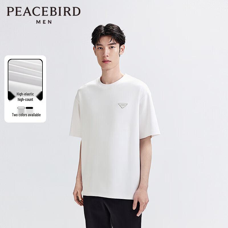 

PEACEBIRD Men s Embroidered High-Elastic Short Sleeve T-Shirt L