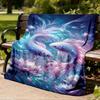 1pc Fantasy Fish Artwork Throw Blanket Polyester Fiber, Lightweight Flannel, Soft & Warm, All Season Use for Outdoor, Camping Digital Print