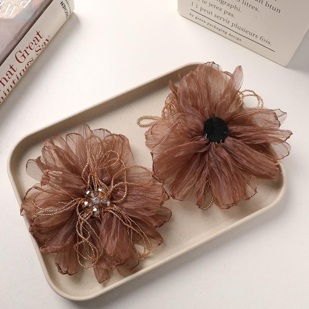 Organza Fabric Flower Patch Beaded Flower Flower Applique Clothing Decoration