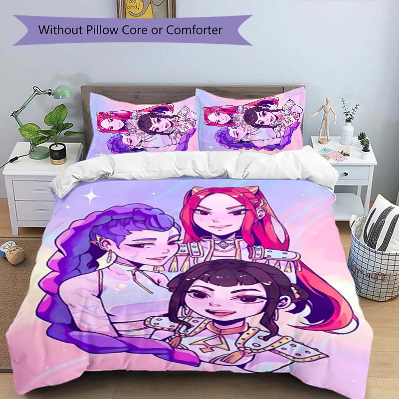 KPOP Hunter 3pcs Bedding Set Duvet Cover Closure Includes 1 Duvet Cover & 2 Pillowcases for All Seasons Bedroom Home Dorm Decor