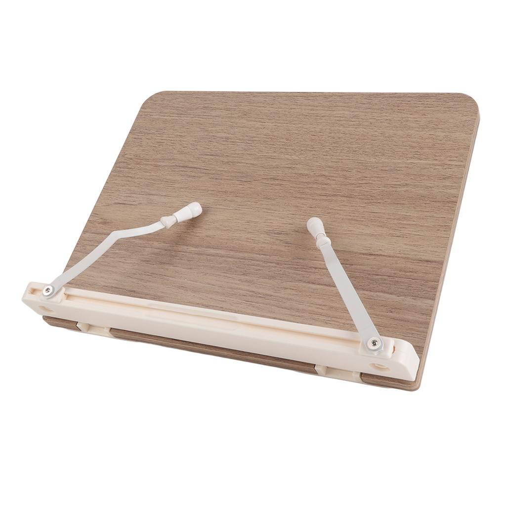 Wood Book Stand Portable Adjustable Desk Reading Textbook Recipe Display Holder with Paper Clips