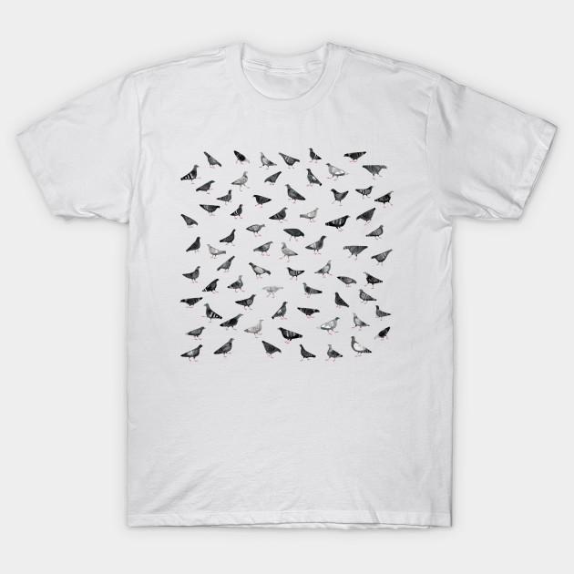 Men Black Print T-shirt Pigeons Doing Pigeon Things No-Cut Transfer Paper Print Cotton Tshirt 2XL белый